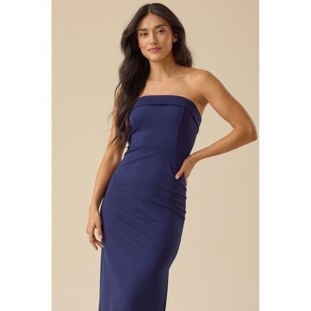 Altar'd State Navy Blue Strapless Bodycon Maxi Dress Size XXS